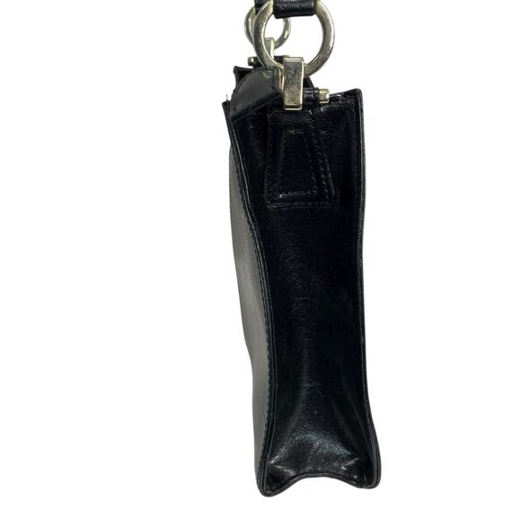 Vintage Y2K 90s Liz Claiborne Black Shoulder Bag Mini Hobo Purse Faux Leather - Picture 5 of 13